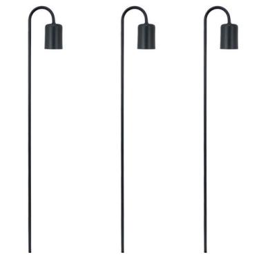 Imagem de Kit 3 Luminárias Balizador Jardim Spot Curvo Gu10 Preto 75Cm - C Light