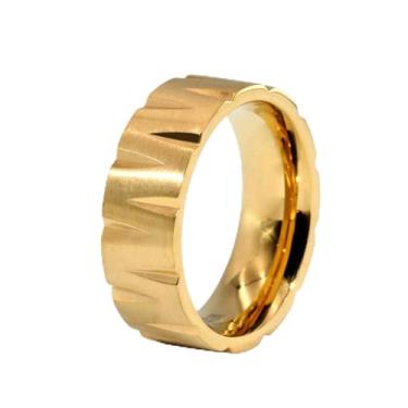 Imagem de ringcolor Anel masculino de aço de titânio CZ banhado a ouro amarelo fosco anel masculino anel masculino, 11, Strass, Zircônia cúbica
