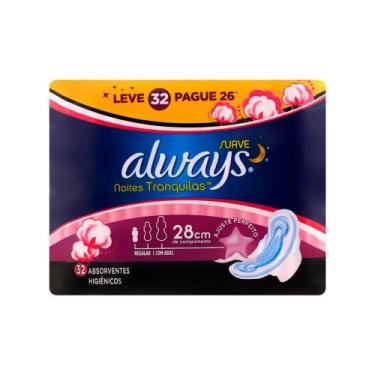 Imagem de Absorvente Always Noites Tranquilas Suave Com Abas Leve 32 Pague 26