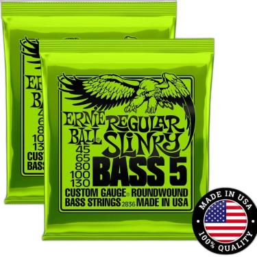 Imagem de Kit 2 Encordoamentos Baixo 5 Cordas 045/130 Ernie Ball