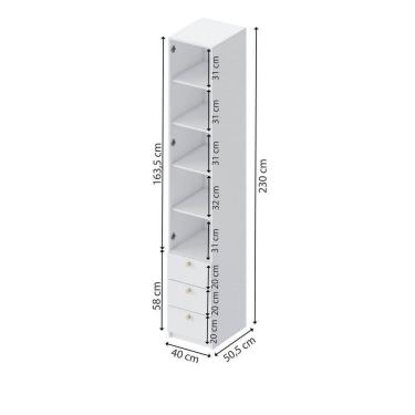Imagem de Guarda-roupa Modulado 1 Porta 3 Gavetas Wave Casatema Branco