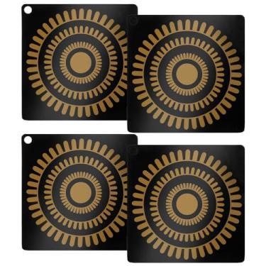 Imagem de XYDHQS Tapete de fogão de indução, 2 peças/4 peças tapete de indução de silicone termocrômico, tapete quadrado resistente ao calor para fogão de indução (4 peças/conjunto)