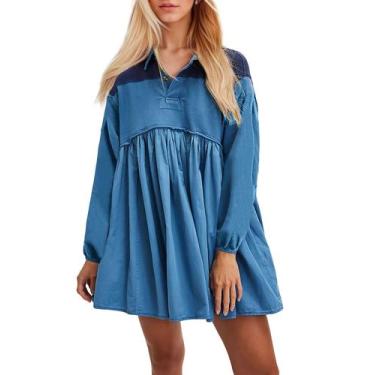 Imagem de Moletom, minivestido feminino OLAPTA, listrado, colorido, azul