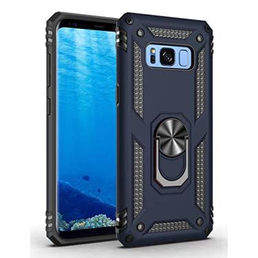 Imagem de SORAKA Capa para Samsung Galaxy S8 Plus com suporte de anel capa protetora para Samsung Galaxy S8 Plus capa traseira de policarbonato rígido com placa de metal para celular magnético suporte de carro