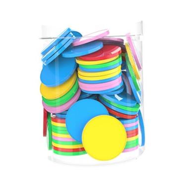 Imagem de Esquirla Discos de fichas de contagem de materiais manipulativos matemáticos de 1 polegada, 100 peças, multifuncionais e resistentes com caixa de armazenamento, Colorida