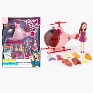Imagem de Boneca Fashion com Helicóptero Rosa, Com Acessórios, Troca Roupa e Cabelo, Premium, Felix Magazine