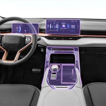 Imagem de FQQPMS Protetor de tela GPS de navegação veicular pré-cortado, filme transparente invisível, filme interior de TPU, para Haval H6 2021-2022