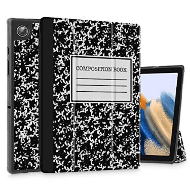 Imagem de Tuiklol Capa para Galaxy Tab A8, capa para tablet Samsung de 10,5 polegadas 2022 fina TPU capa traseira rígida com suporte embutido com três dobras, capa auto onda/hibernação para modelo A8