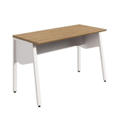 Imagem de Escrivaninha Escritório Industrial 120cm com Tampo Chanfrado e Pés Metal Industrial Executive Macadâmia / Branco