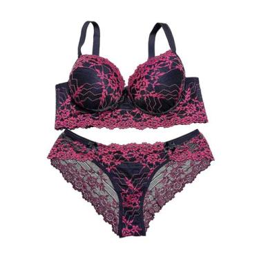Imagem de Conjunto Lingerie Plus Size com Bojo Sensual de Renda Luxo Conforto - 