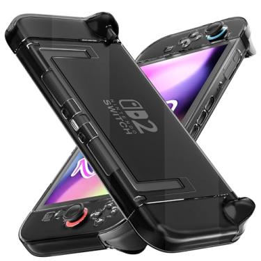 Imagem de FANPL [Versão melhorada e fácil de encaixar] Capa preta transparente para Nintendo Switch 2, capa protetora para Switch 2 e controle JoyCon. Forte e durável, não cai facilmente