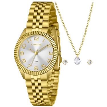 Imagem de Kit Relógio Feminino Lince Dourado LRGM063L36 K0J7S2KX