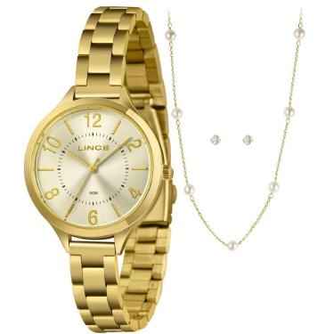 Imagem de Kit Relógio Feminino Lince Dourado LRGM021L36 K0FEC2KX