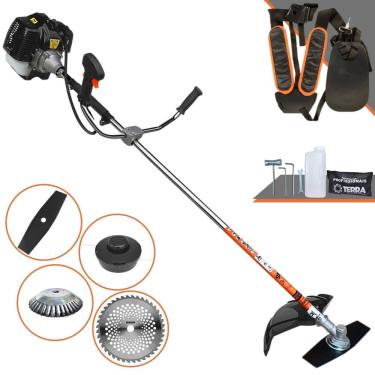 Imagem de Máquina de Cortar Grama Terra GRH-520 52cc 2,5HP Roçadeira Completa Com Faca 2 Pontas, Faca 40 Dentes + Carretel de Nylon + Escova de Aço 38 Cerdas