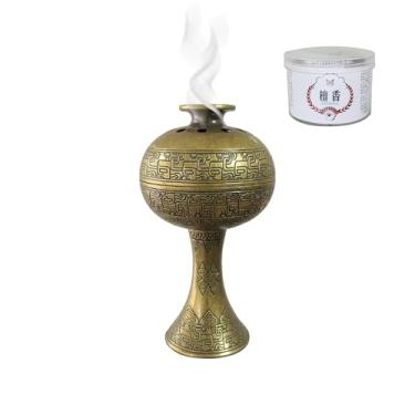 Imagem de Queimador de incenso chinês - design de ameixa pantterned, suporte de bobina de liga de bronze antigo para ioga, meditação, decoração de mesa de escritório em casa, ornamento artístico com bobinas de