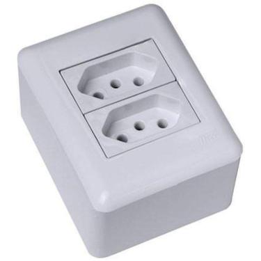 Imagem de Mt - Cj Tomada Dupla 10A Sobrepor Montado - Blux Overlap Bra