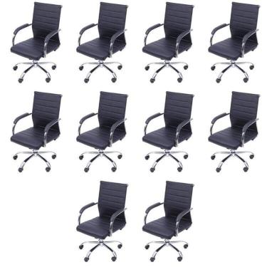 Imagem de Kit 10 Cadeiras para Escritorio Diretor Esteirinha Florenca 3322 Preto
