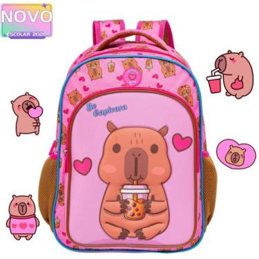 Imagem de Mochila Infantil Costas 3D Capivara Alto Relevo Tamanho Grande Escolar