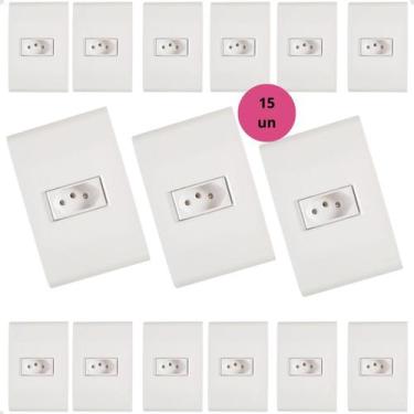 Imagem de Kit 15 Tomadas Simples 10A Liz Branca Tramontina, Branco