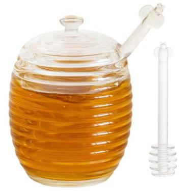 Imagem de Meleira de Cristal 210ml Com Tampa Estilo Colmeia Pegador Ideal Servir