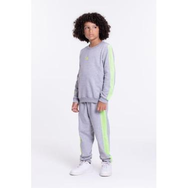 Imagem de Conjunto Moletom Infantil Masculino Faixa Neon Mescla - Vida Costeira,