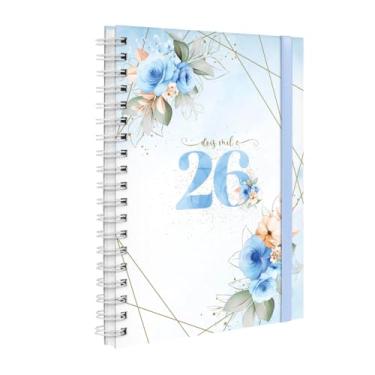 Imagem de Agenda Planner Semanal Plus 2026 Floral Flores Azul E Branco