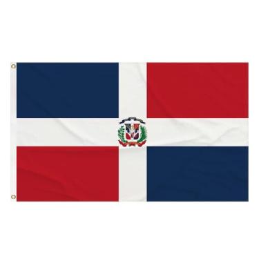 Imagem de Bandeira dominicana de 9,5 cm x 1,5 m, jardins ao ar livre, caverna, decoração de carro universitário, bordas com costura dupla, cores vivas, tecido de poliéster, bandeira da República Dominicana com