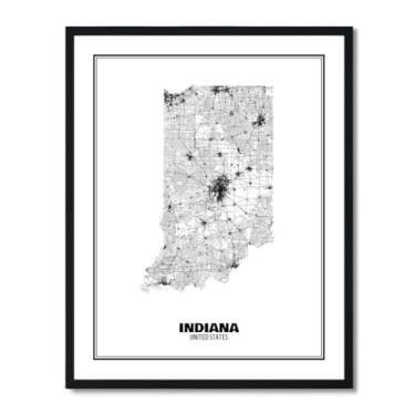 Imagem de Susie Arts Pôster com impressão artística abstrata de mapa de rua do estado de Indiana 20 x 25 cm, decoração de parede, casa, escritório, escola, sds012