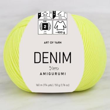 Imagem de Jeans Amigurumi Fio Arte 55% Algodão 45% Poliacrílico 50 g 174 m Macio Suave Esporte Fino (2) para Crochê, Tricô, Cobertores de Tricô, Roupas de Bebê Mais Cores (Amarelo Neon, Pacote 1)