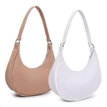 Imagem de Bolsa Baguete Feminina Pequena e Elegante – Design Leve e Moderno, Ideal para Festas, Noite e Uso Diário (nude branco)