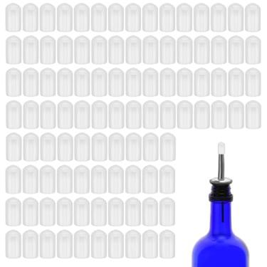 Imagem de 100 peças de tampas de proteção contra poeira preta tampa de borracha tampas de azeite de oliva tampa de bico de despejar bico dispensador de tampas de poeira, não inclui despejadores de garrafa (100