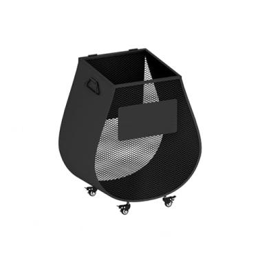 Imagem de Cesto de roupa suja com rodinhas com trava em malha de metal, cesto de roupa suja, organizador de brinquedos resistentes para banheiro