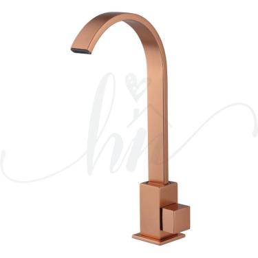 Imagem de Torneira Cozinha Bancada Cascata Quadrit Rose Móvel Alta