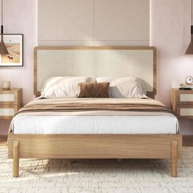 Imagem de Cama Casal com Cabeceira Telada e Pé Madeira Maciça 152cm Oslo - Artes