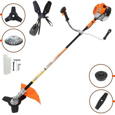 Imagem de Podador de Grama Completo Vulcan VR520H À Gasolina 2T 52cc 2,5HP 4 Opções de Corte Com Faca 2 Pontas, Faca 3 Pontas, Escova de Aço e Carretel de Nylon