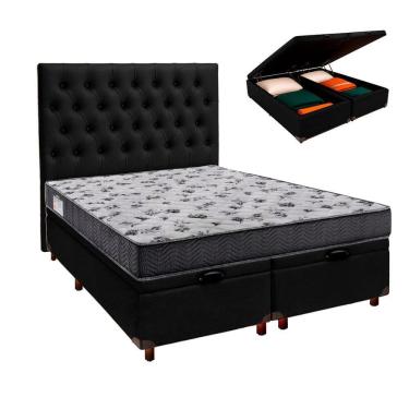 Imagem de Conjunto Cama Box Bau Blindado Casal + Colchão D33 Iso100 Ortobom + Cabeceira