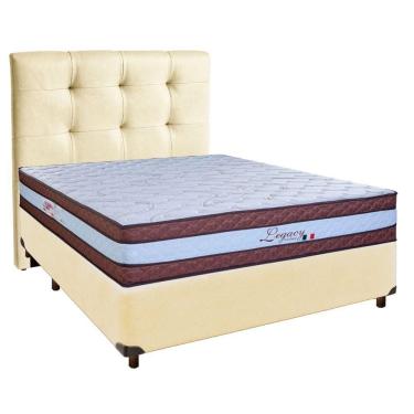 Imagem de Cama Box + Colchão Casal Molas Ensacadas Legaccy Paropas + Cabeceira Estofada