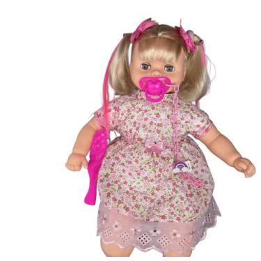 Imagem de Boneca reborn grande fecha olhos fala 72 frases com acessórios Brinque