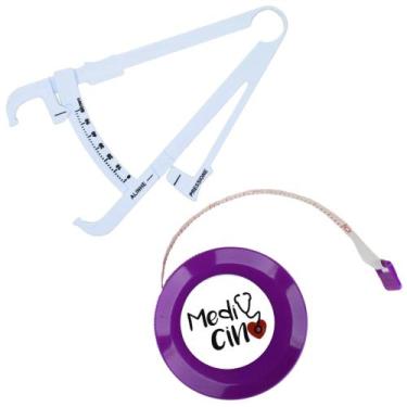Imagem de Kit Avaliacao Fisica Medir Gordura Corporal Fita Metrica Imc Adipometr