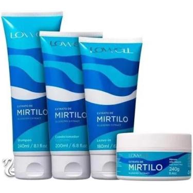 Imagem de Kit Shampoo Condicionador Leave-in e Mascara Extrato de Mirtilo Lowell
