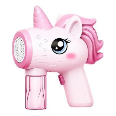 Imagem de Pistola Automática Unicornio Bolhas De Sabão Giratoria Rosa