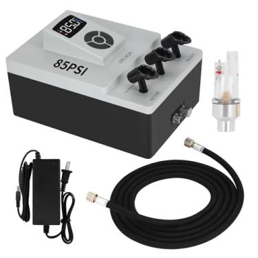 Imagem de Ovaga Kit de sistema de aerografia profissional ultra-silencioso 85PSI atualizado, compressor multifuncional para pintura decoração de bolos, maquiagem, arte, artesanato, design de unhas, modelo
