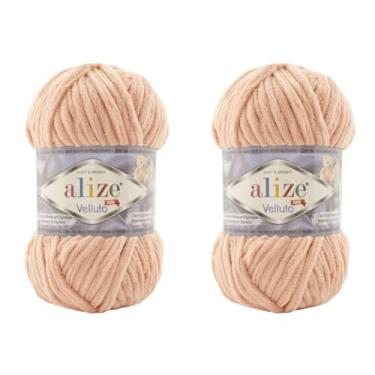 Imagem de Cobertor de bebê Alize Velluto 100% micropoliéster veludo lote de 2 skn 150 jardas 2x100 gramas, peso do fio: super volumoso (866 - areia rosa)