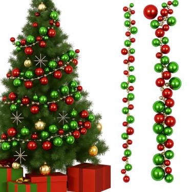 Imagem de Geetery Bola de Natal de 29,5 m, guirlanda de bola, enfeite de bola, guirlanda de Natal, decoração de árvore de Natal com bolas de 5 cm, 3 cm e 2 cm, para festa de Natal, lareira, ambientes internos e