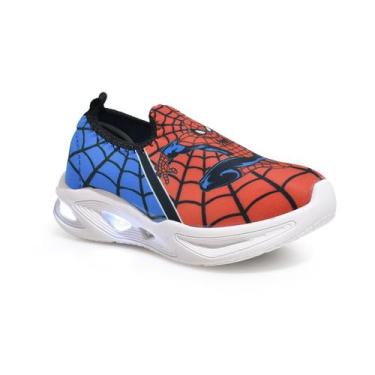 Imagem de Tênis Botinho Infantil Homem-Aranha Vermelho Luzes de LED, Vermelho, 2
