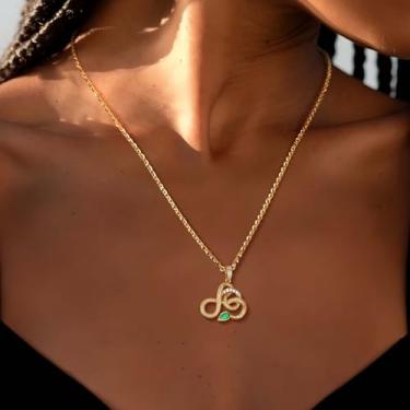 Imagem de Colar feminino banhado a ouro 14 K, zircão cúbico, pingente de cobra delicada, joias feitas à mão, presentes, Medium, Latão, Sem Pedra Preciosa