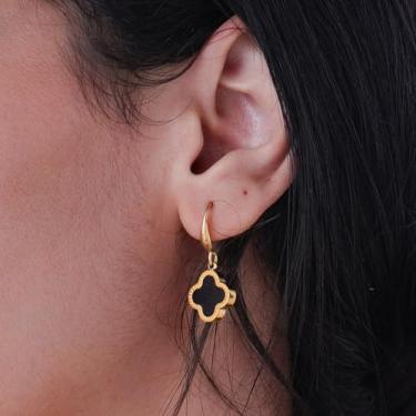 Imagem de Brincos de gota de trevo de quatro folhas – Presente de joia leve de aço inoxidável para mulheres, F, Aço inoxidável, Sem pedra preciosa