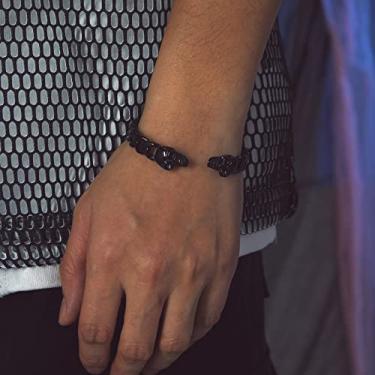 Imagem de Pulseira masculina com corrente de elos cubanos de aço inoxidável ajustável, joia gótica, One Size, Aço inoxidável, Sem Pedra Preciosa