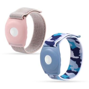 Imagem de 2 suportes para medalhão de princesa cruzeiro, pulseira ajustável para medalhão de princesa com fita adesiva mágica, pulseira protetora de nylon confortável para homens e mulheres (rosa, azul)