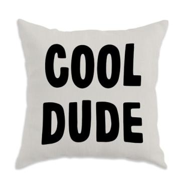 Imagem de Capas de almofada modernas Cool Dude 45,7 x 45,7 cm, almofada decorativa para quarto de menino e adolescente, preto e branco, fronhas decorativas
